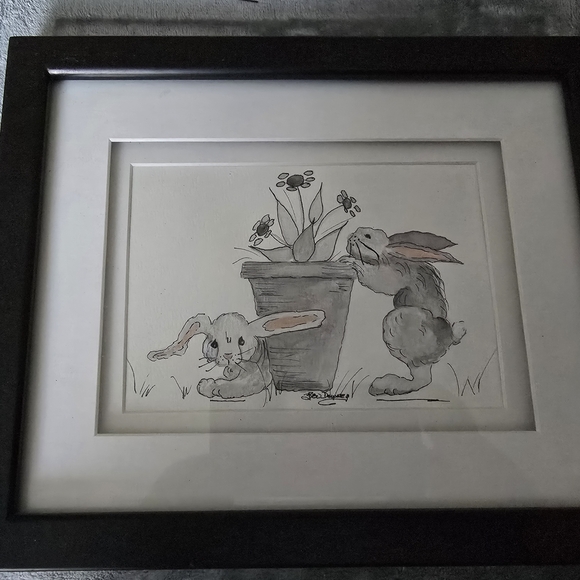 Framed Rabbit Art Set - Black and White - Picture 2 of 7